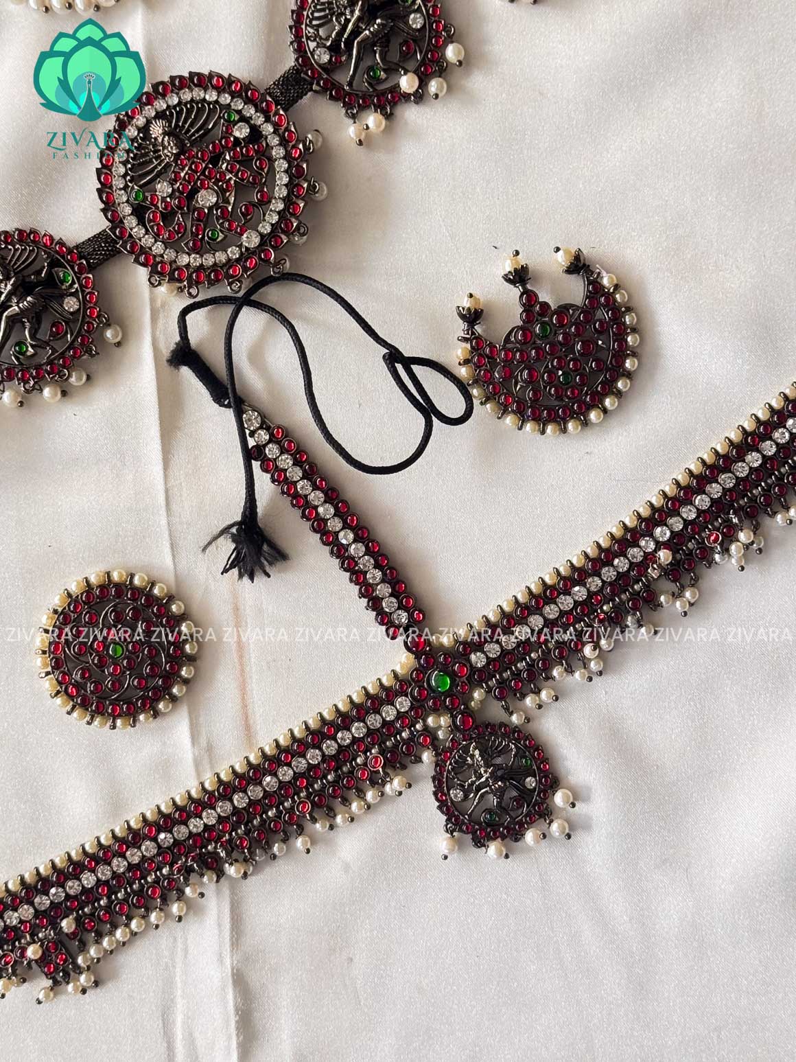 Nataraj- Black polish full bharathanatyam dance set  - latest kemp dance jewellery collection