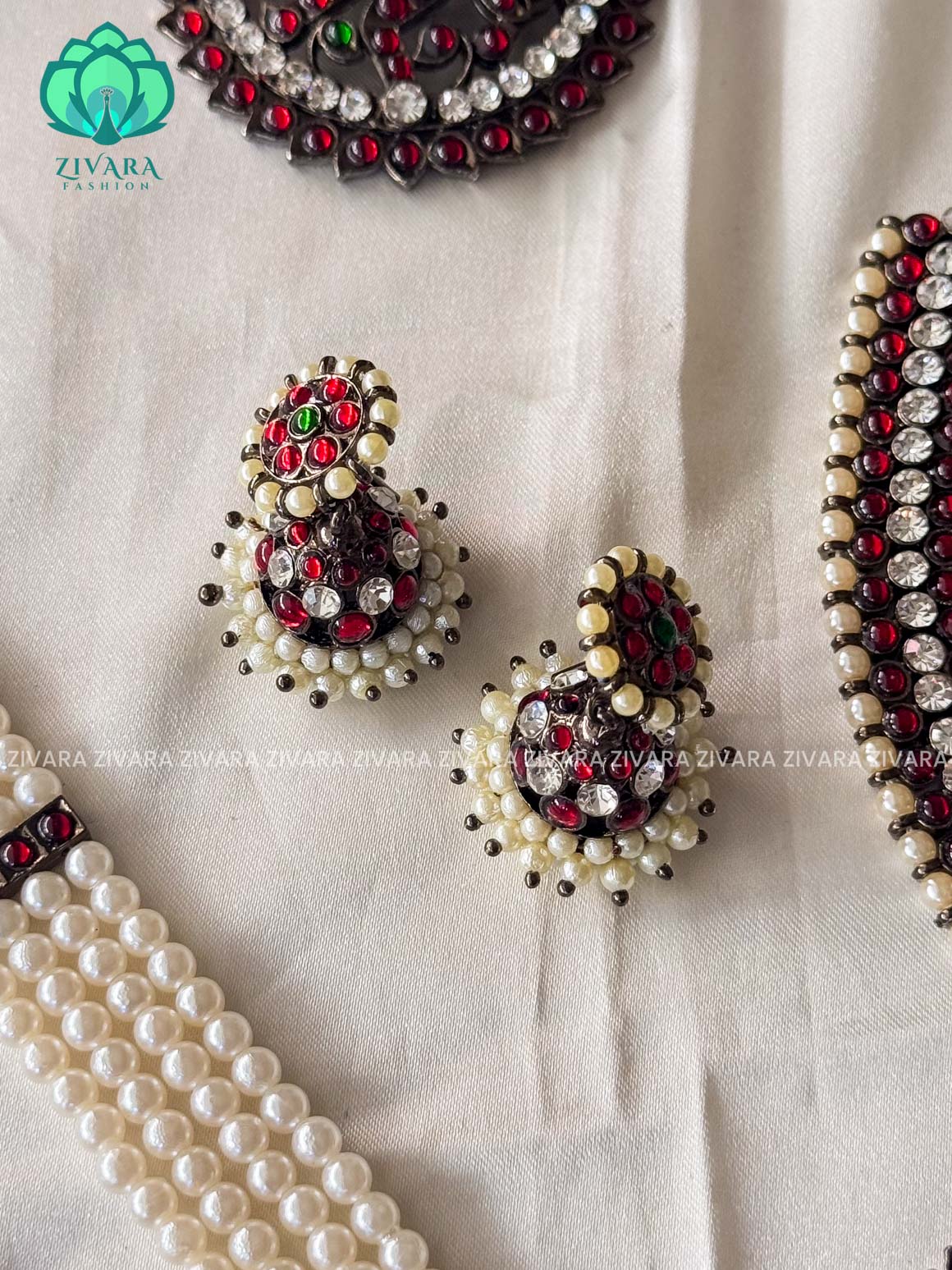 Nataraj- Black polish full bharathanatyam dance set  - latest kemp dance jewellery collection