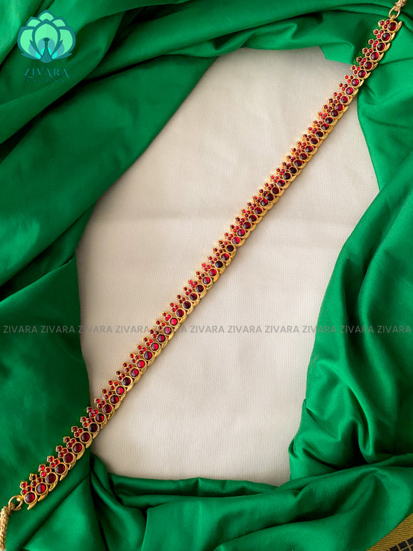 Red and green - Amritha kemp dance 16 inch style kids exclusive hipbelts - Latest South indian budget friendly hipbelt collection- Zivara Fashion