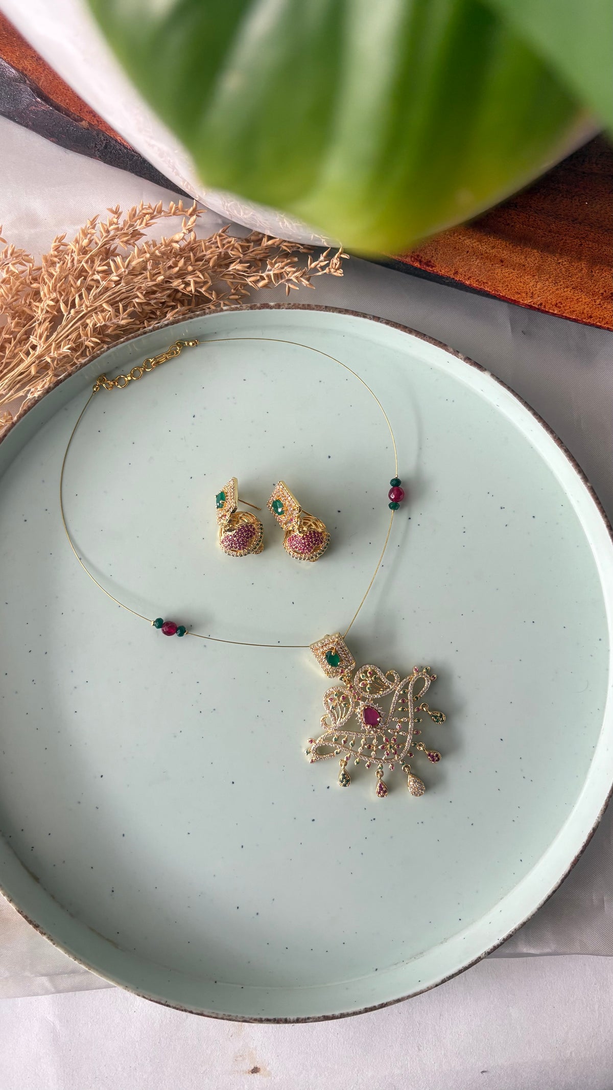 AD Bright Gold polish TAMARA INVISIBLE MINIMAL ELEGANT HANDMADE NECKLACE WITH BRILLIANT FINISH MOTIFS- ZIVARA FASHIOn