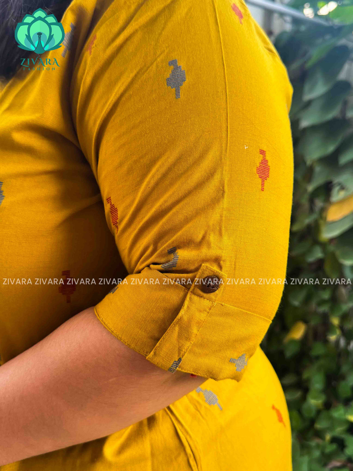 MUSTARD YELLOW - Liya - Woven pure handloom rayon pre-washed Full length flared straight cut kurti for women- Label Zivara