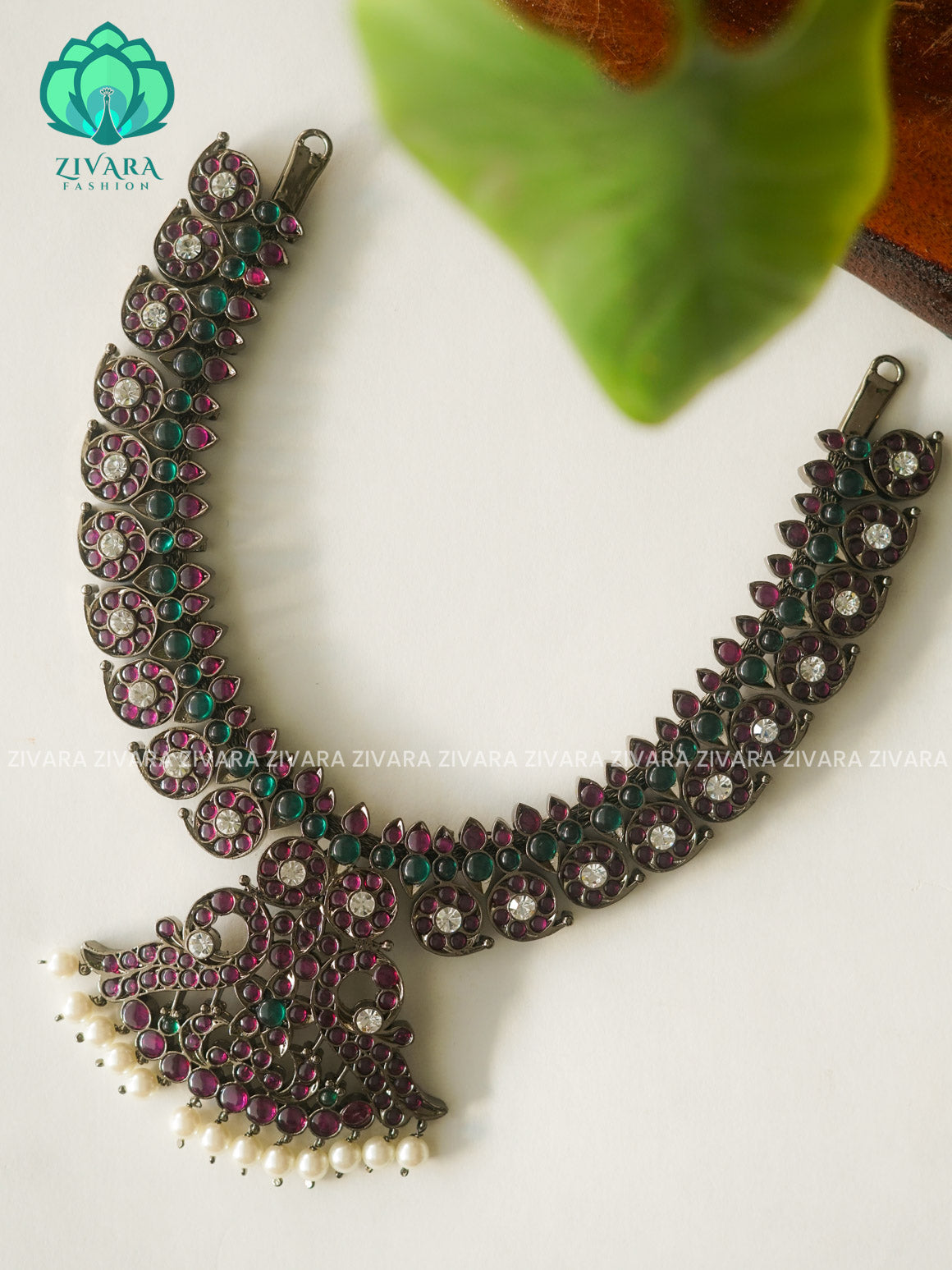 MATHANGI- NECKLACE- REAL KEMP BHARATHANATYAM DANCE PREMIUM JEWELLERY (PREORDER WITH 3 TO 10 DAYS DISPATCH TIME)