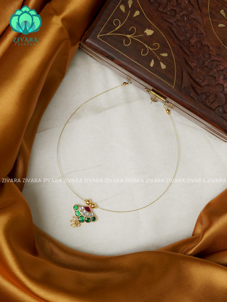 FAN JADAU TAMARA INVISIBLE MINIMAL ELEGANT HANDMADE NECKLACE WITH BRILLIANT FINISH MOTIFS- ZIVARA FASHION