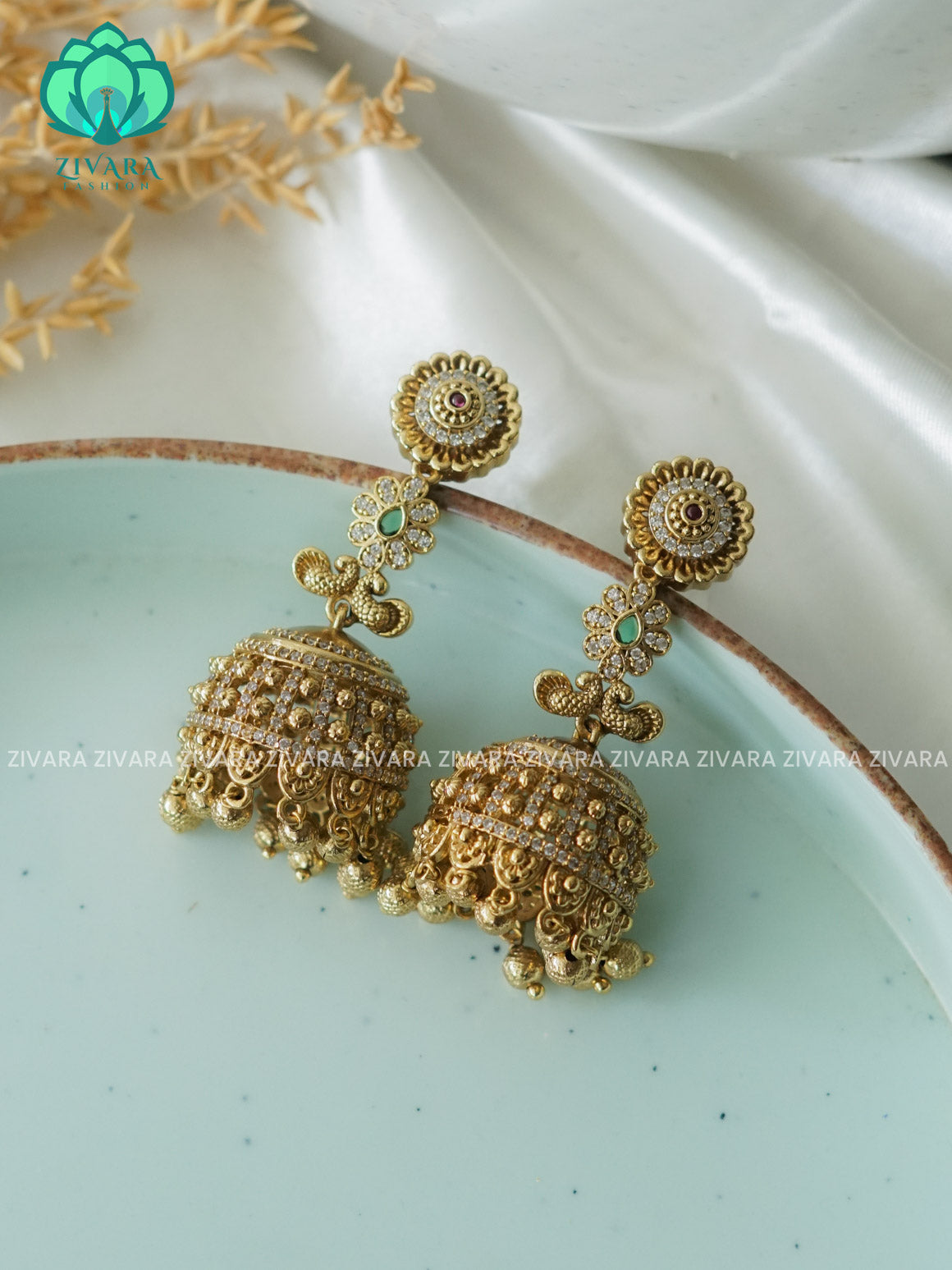 Vintage Finish long  - TRADITIONAL PREMIUM MATTE  polish JHUMKA- latest jewellery collection- zivara fashion