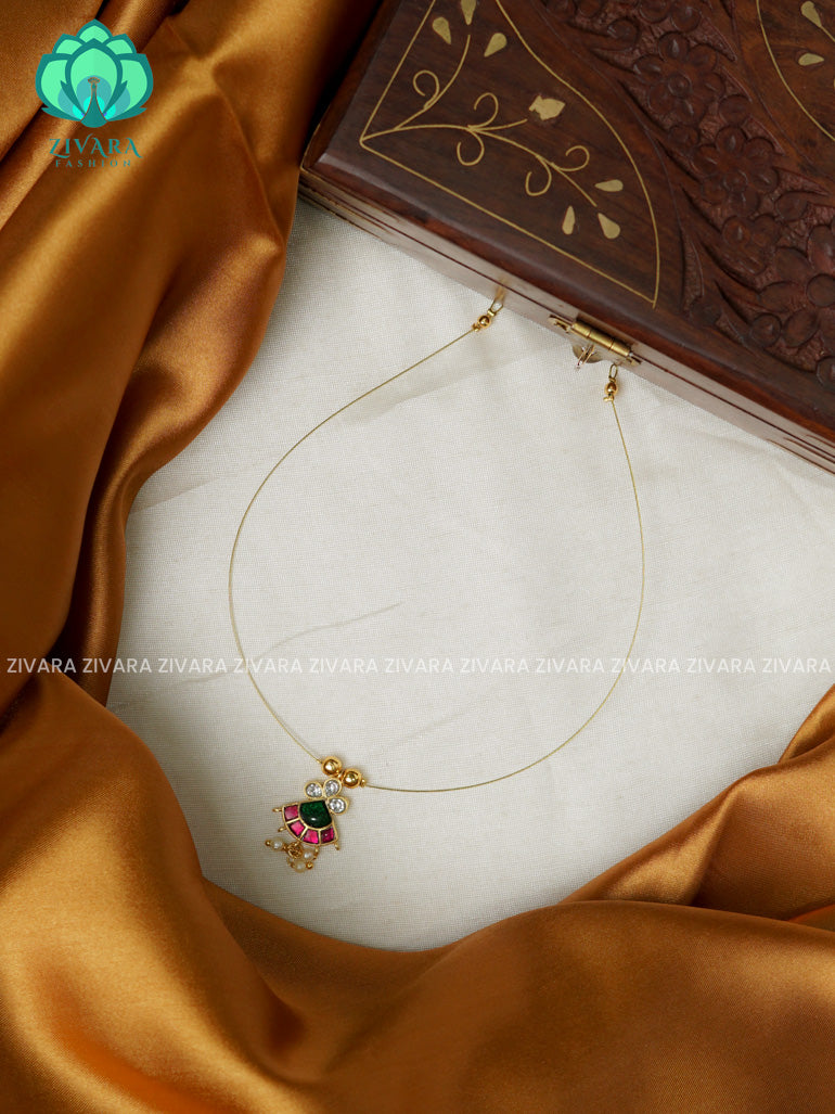 FROCK JADAU TAMARA INVISIBLE MINIMAL ELEGANT HANDMADE NECKLACE WITH BRILLIANT FINISH MOTIFS- ZIVARA FASHION