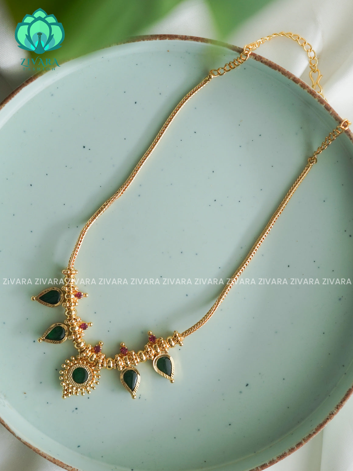 ANANYA SERIES - GREEN PALAKKAD Traditional south indian premium neckwear - Zivara Fashion- latest jewellery design