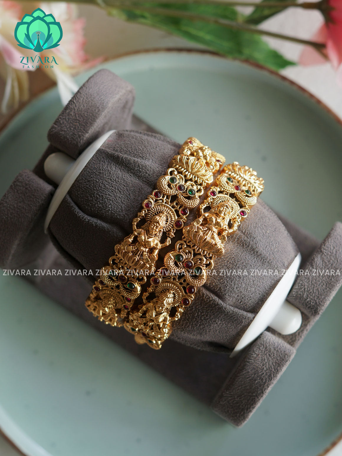 KALAI - TEMPLE  - 2 PIECE - NORMAL MATTE FINISH bangles - latest jewellery collection- Zivara Fashion