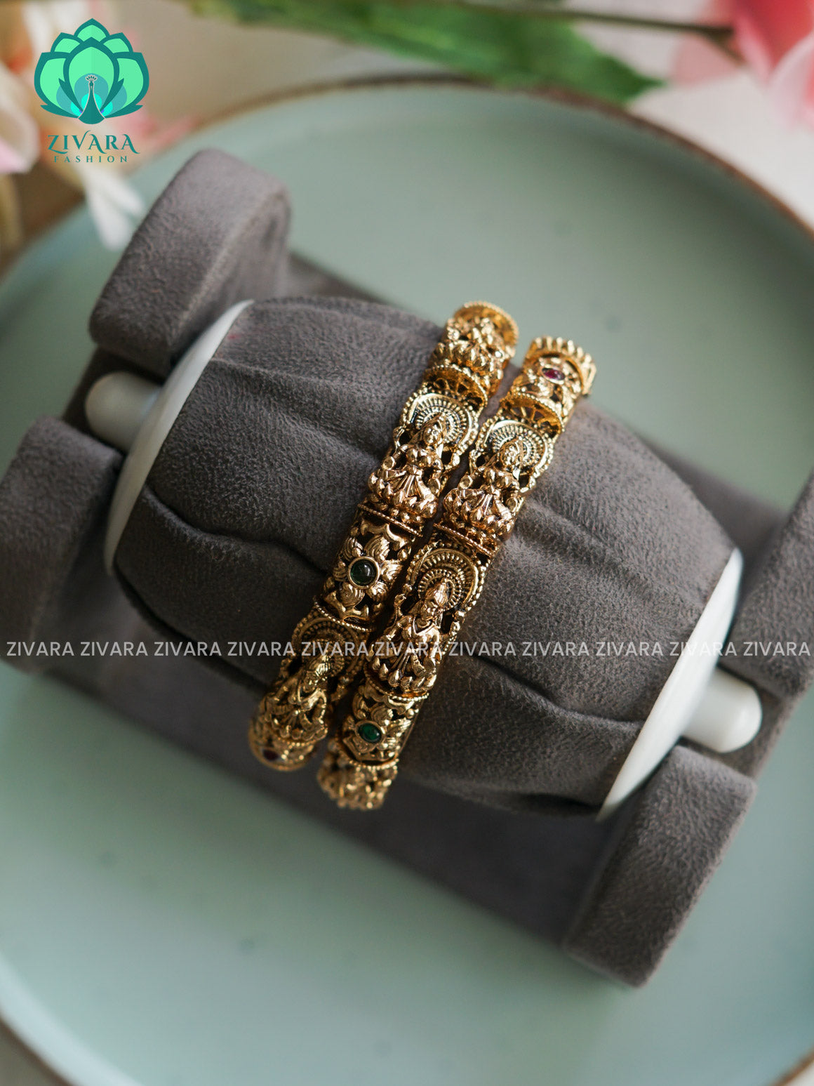KALAI - TEMPLE  - 2 PIECE - NORMAL MATTE FINISH bangles - latest jewellery collection- Zivara Fashion