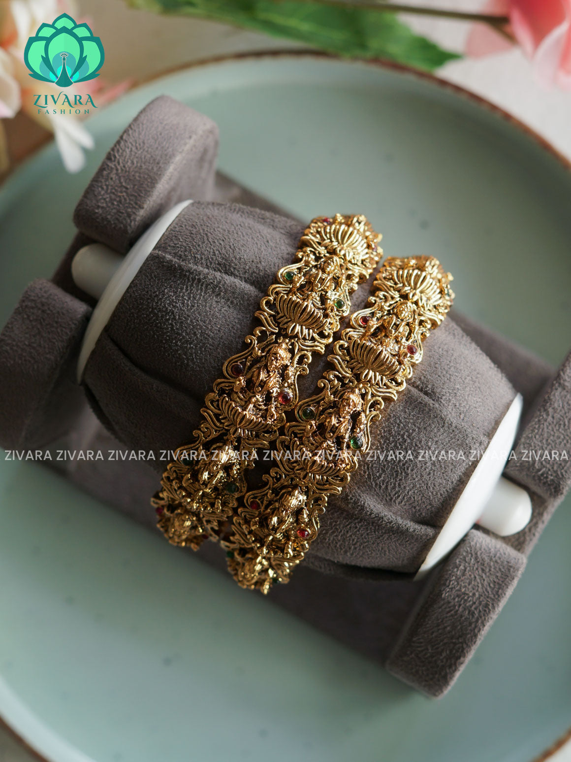 KALAI - TEMPLE  - 2 PIECE - NORMAL MATTE FINISH bangles - latest jewellery collection- Zivara Fashion