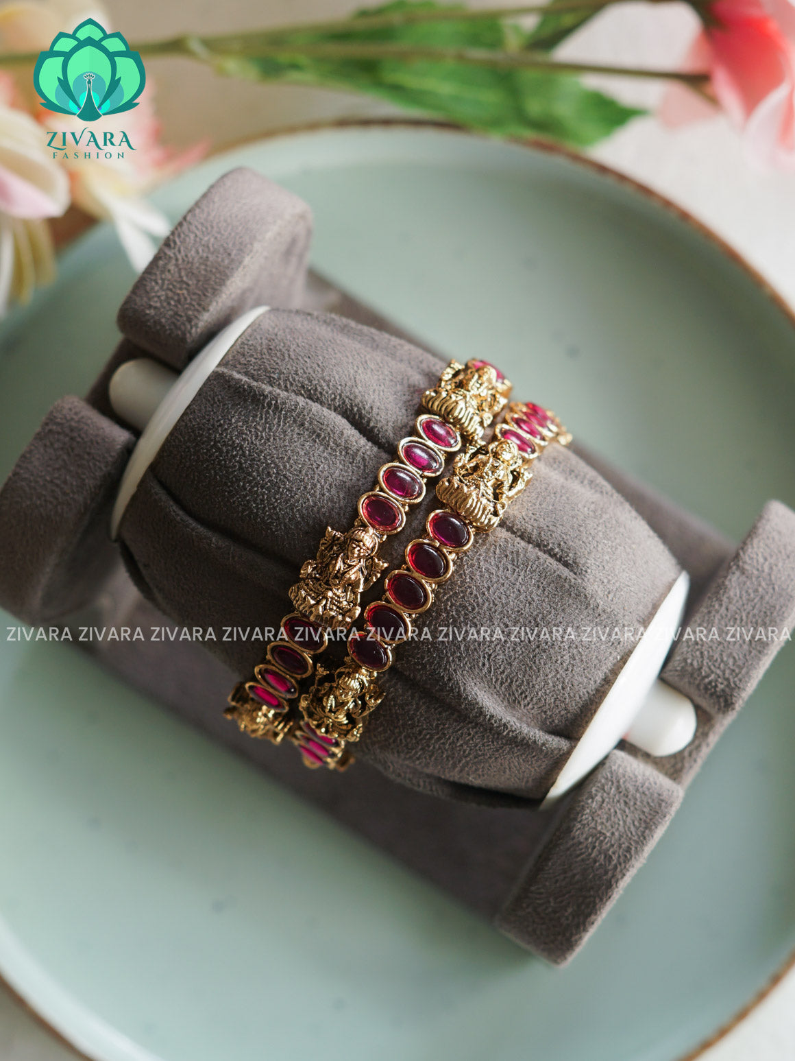 KALAI- TEMPLE  - 2 PIECE - NORMAL MATTE FINISH bangles - latest jewellery collection- Zivara Fashion