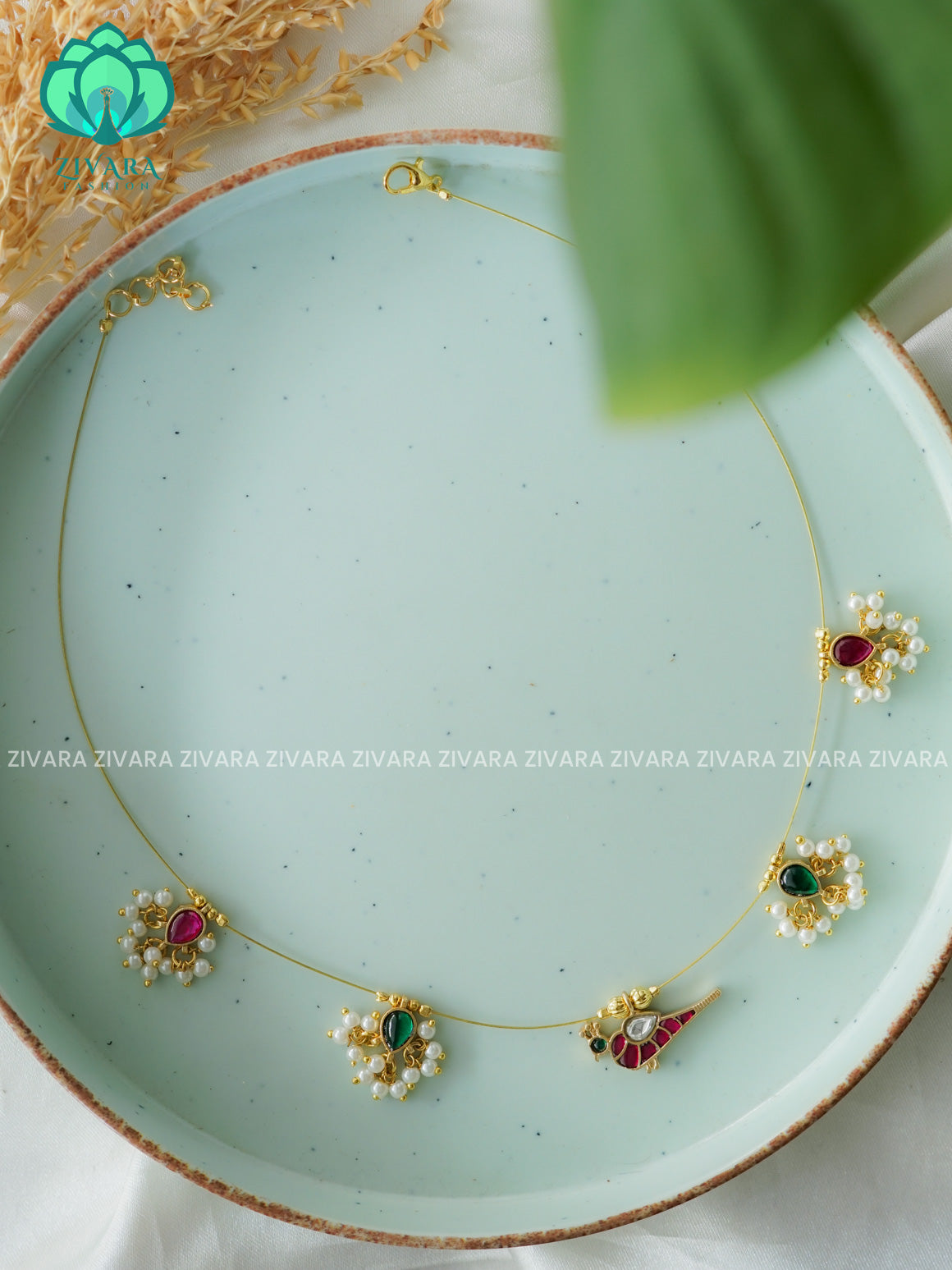 JADAU PARROT TEAR  - STAR TAMARA INVISIBLE MINIMAL ELEGANT HANDMADE NECKLACE WITH BRILLIANT FINISH MOTIFS- ZIVARA FASHION