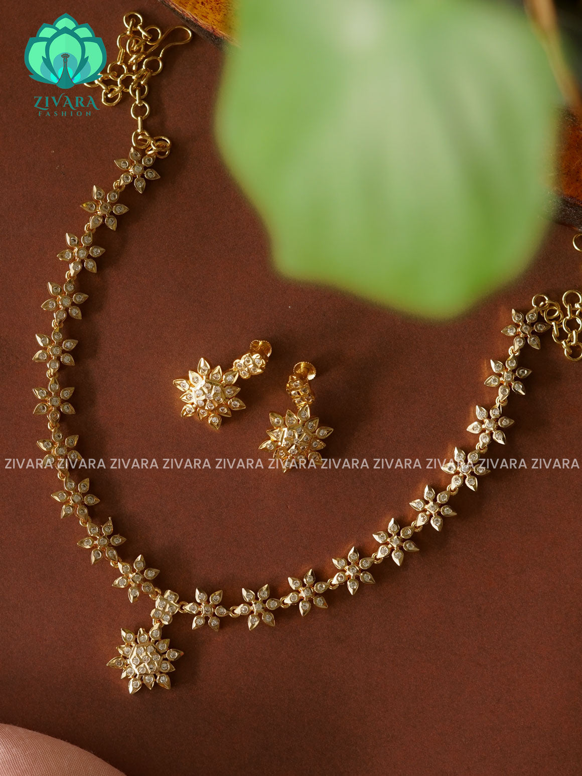 MOTIF FREE MICROGOLD POLISH ATTIGAI WITH EARRING - Zivara Fashion- latest jewellery design