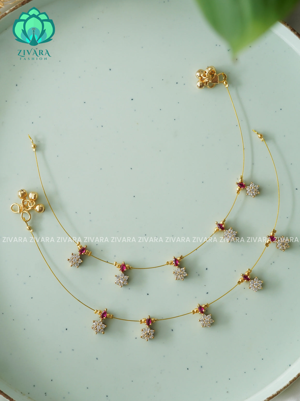 Ruby -  Tamara invisible anklets for women for women(10.5 in)- latest jewellery- ZIVARA FASHION