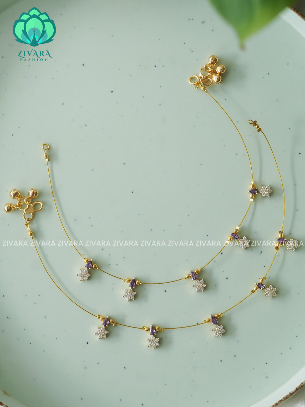 PURPLE -  Tamara invisible anklets for women for women(10.5 in)- latest jewellery- ZIVARA FASHION
