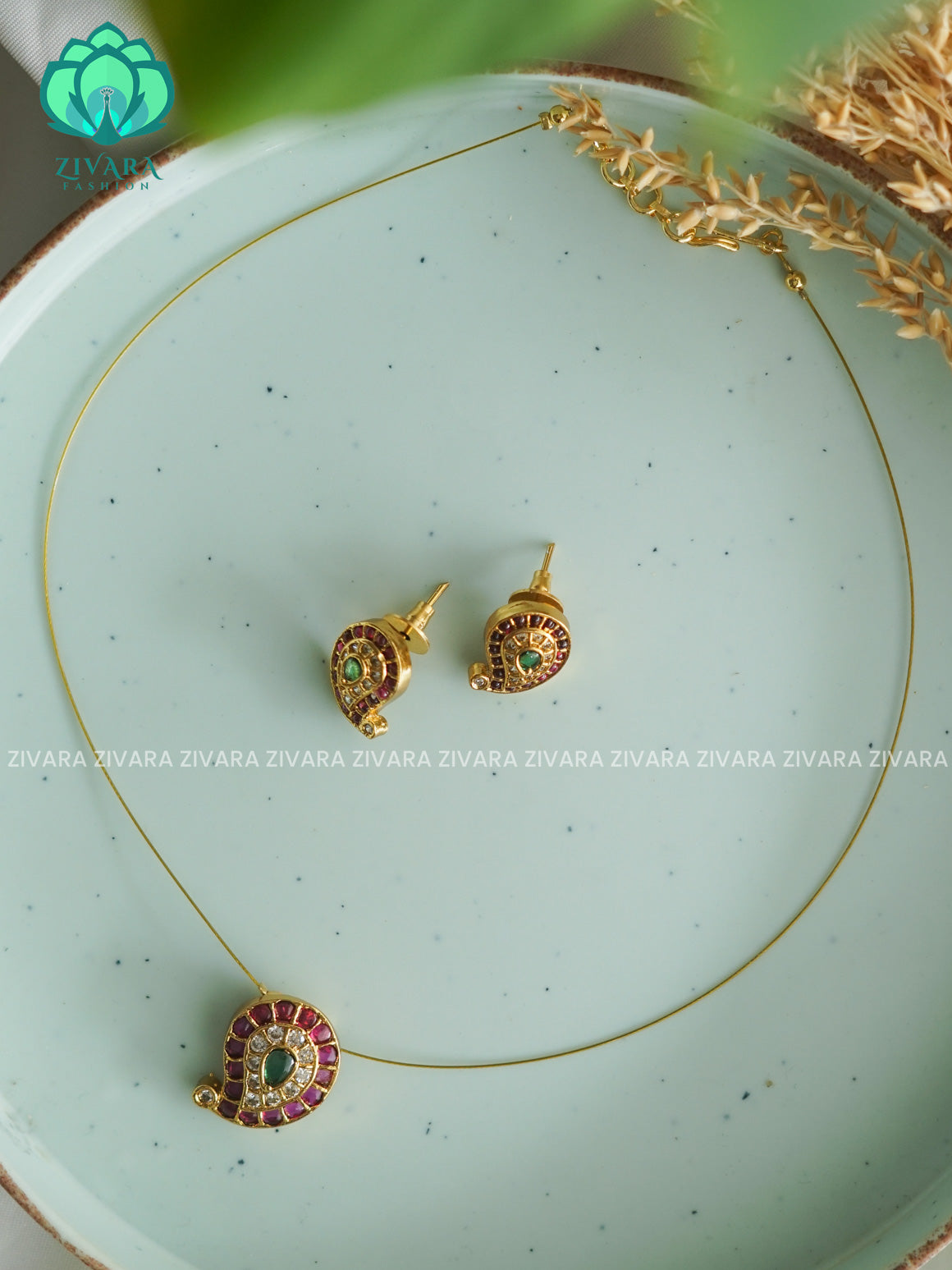 Cute MANGO pendant INVISIBLE TAMARA MINIMAL ELEGANT HANDMADE NECKLACE WITH BRILLIANT FINISH MOTIFS- ZIVARA FASHION