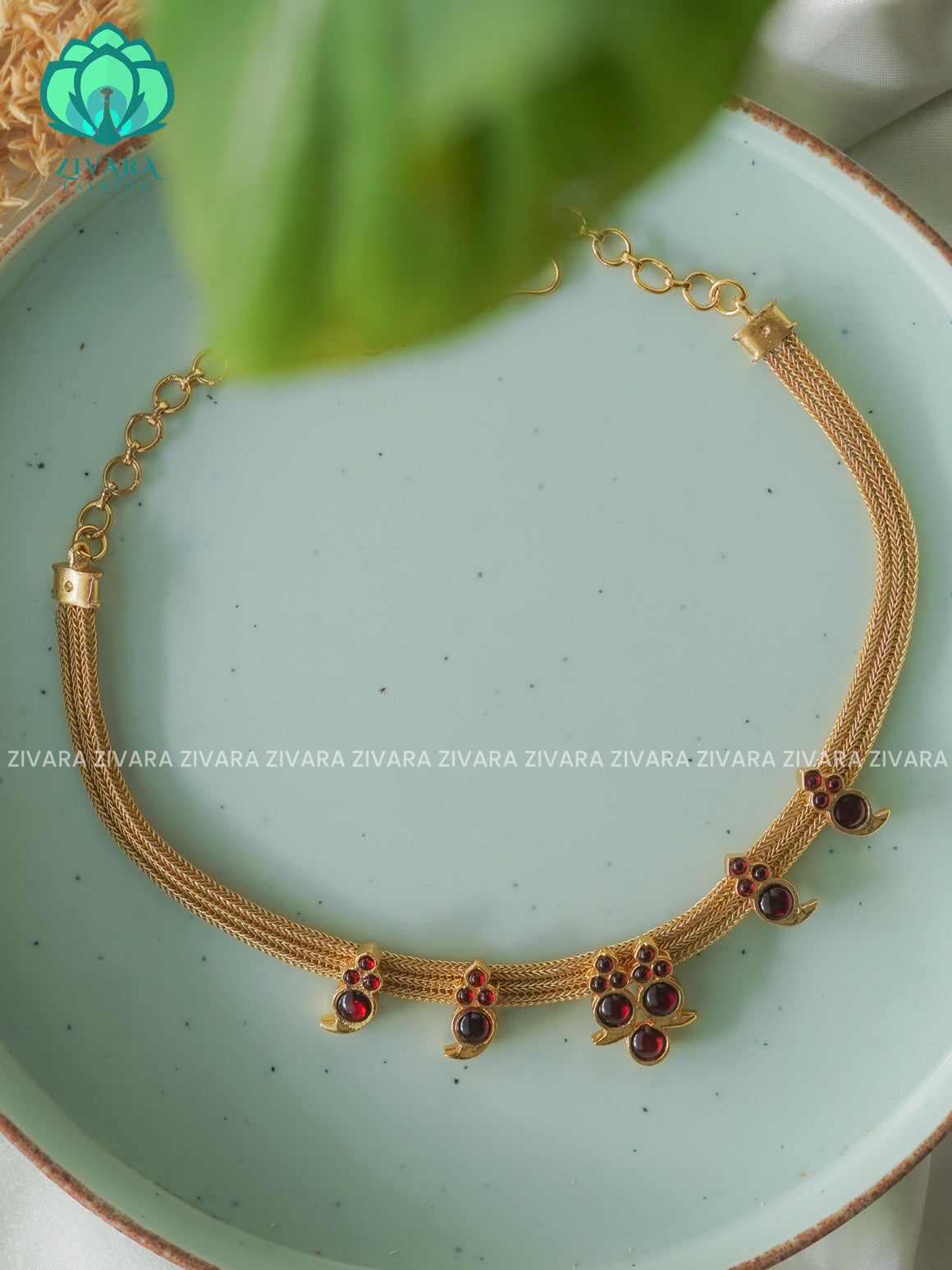 RED - MADHU - Simple kemp attigai neckwear - latest kemp dance jewellery collection