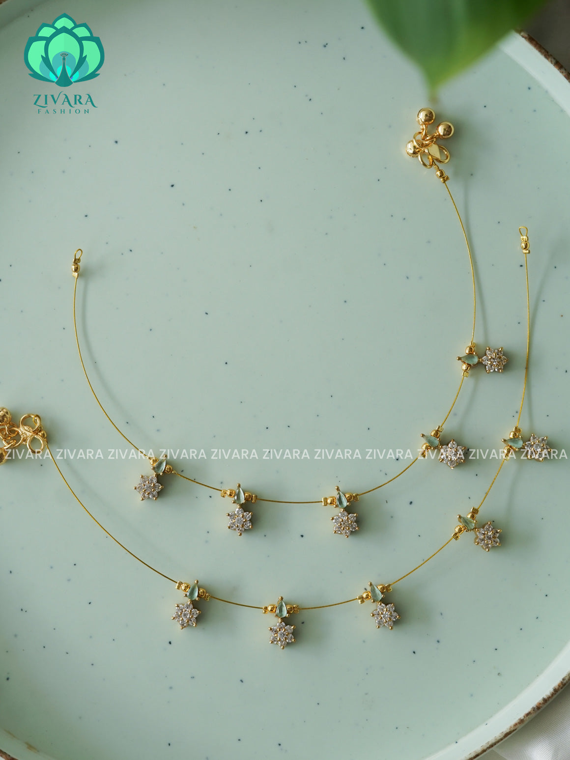 PASTEL GREEN -  Tamara invisible anklets for women for women(10.5 in)- latest jewellery- ZIVARA FASHION
