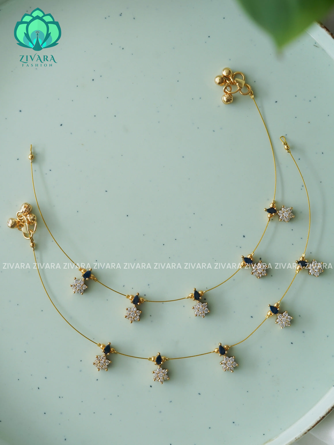 BLUE  - Tamara invisible anklets for women for women(10.5 in)- latest jewellery- ZIVARA FASHION