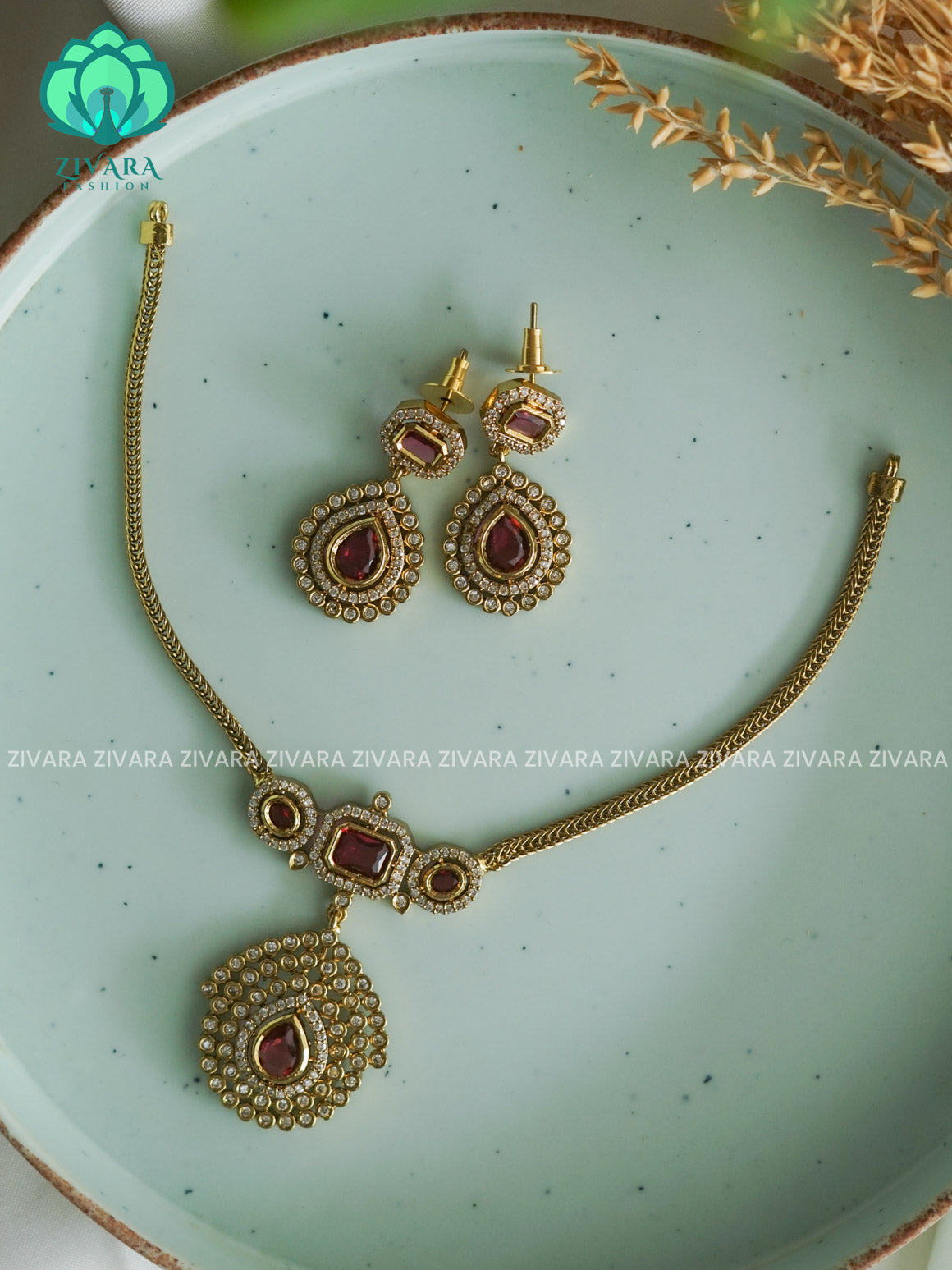 RUBY Flexible chain kids friendly  - stylish and minimal elegant neckwear with earrings- Zivara Fashion