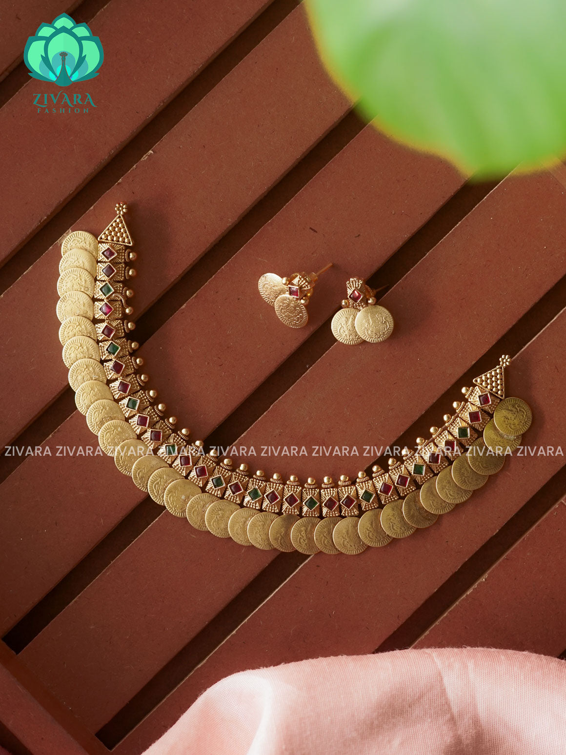 COIN NORMAL MATTE neckwear with earrings- Zivara Fashion- latest jewellery design