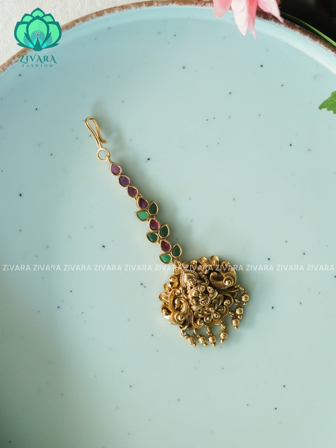 Temple style gold polish  - Bridal maang tikka, chutti- bridal head accessory- latest bridal collection - Zivara fashion