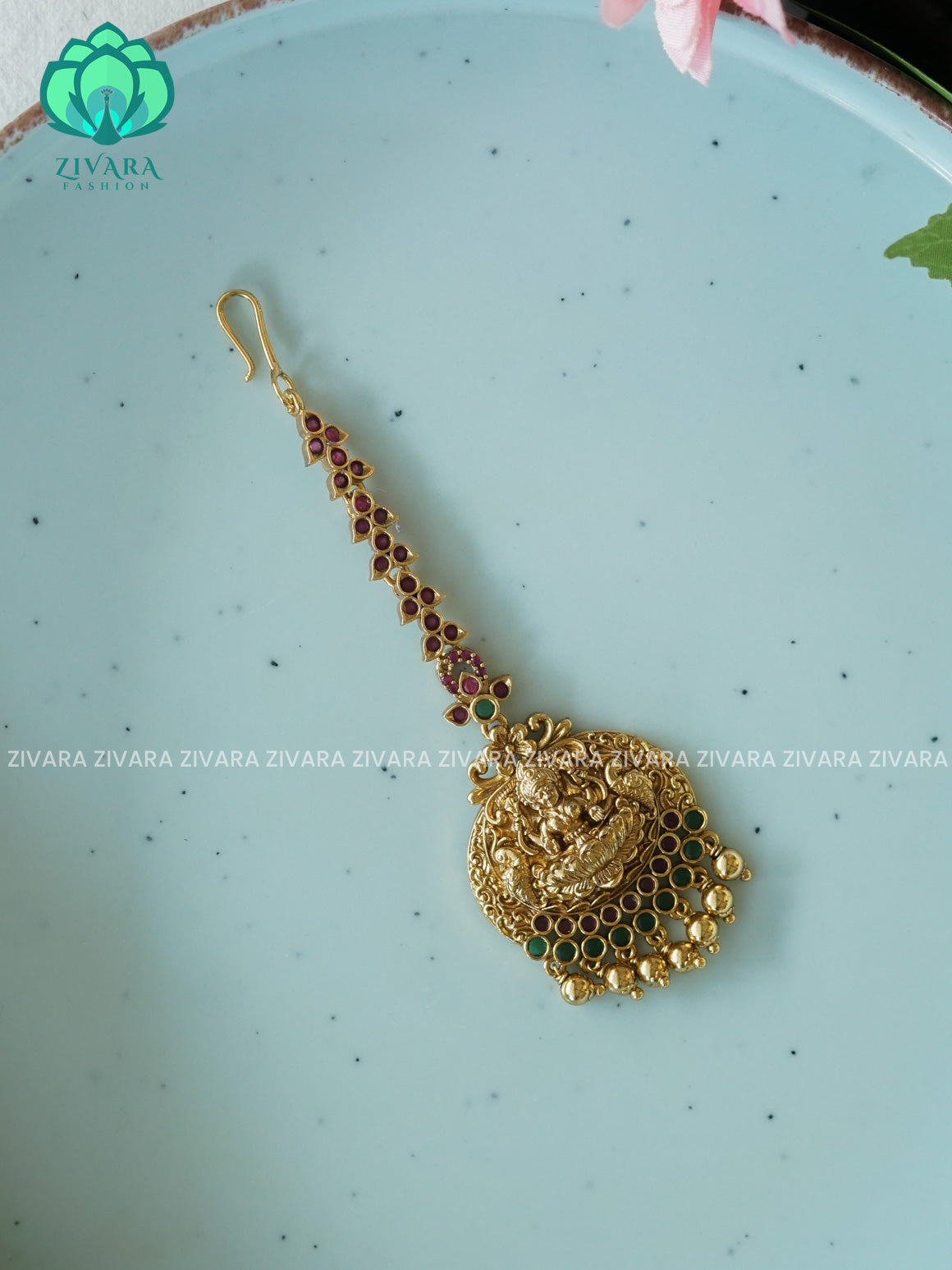 Temple style gold polish  - Bridal maang tikka, chutti- bridal head accessory- latest bridal collection - Zivara fashion