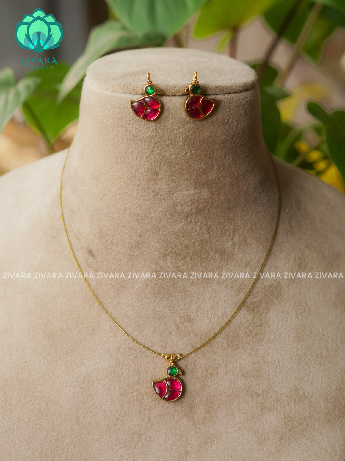 JADAU DUCK PENDANT TAMARA INVISIBLE MINIMAL ELEGANT HANDMADE NECKLACE WITH BRILLIANT FINISH MOTIFS- ZIVARA FASHION