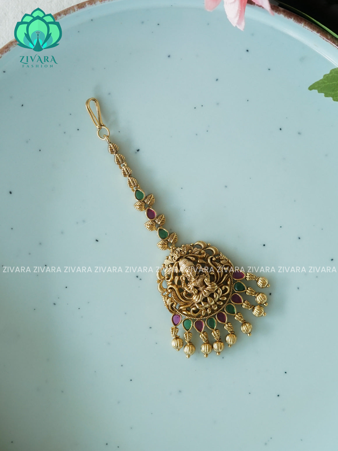 Temple style gold polish  - Bridal maang tikka, chutti- bridal head accessory- latest bridal collection - Zivara fashion