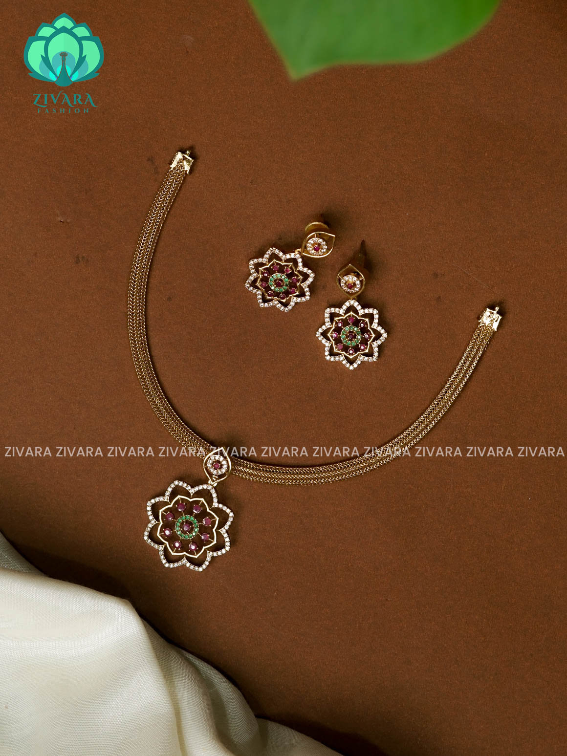 Flexible chain and STAR  pendant   -Traditional south indian premium neckwear WITH earrings- Zivara Fashion- latest jewellery design.