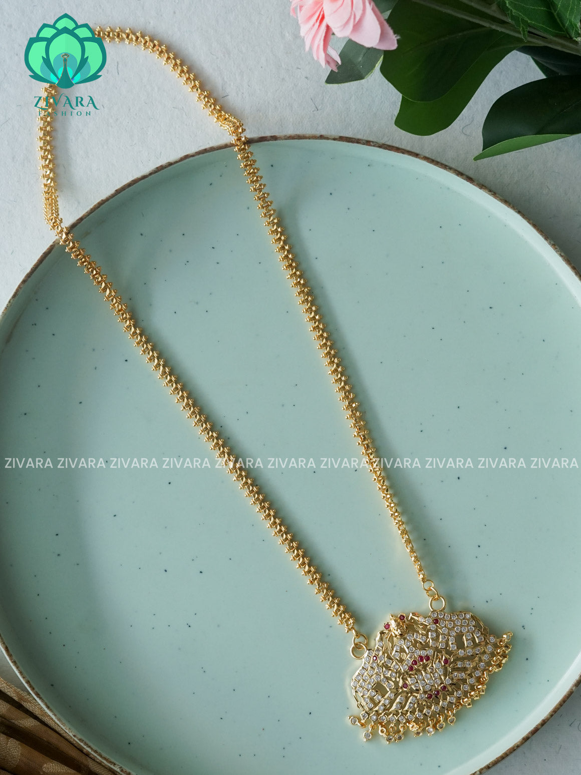 24" MICROGOLD POLISH IMPON DOLLAR  with premium gold polish CHAIN -Traditional south indian premium neckwear without earrings- Zivara Fashion- latest jewellery design