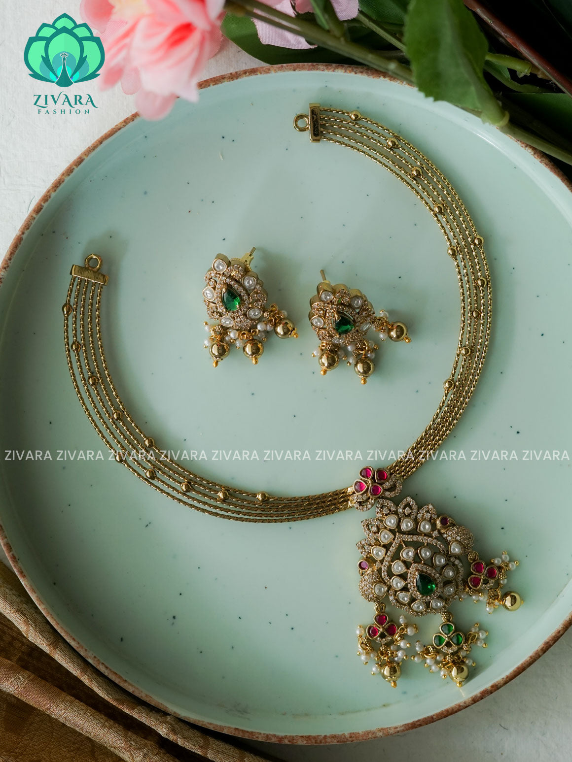 BRIDAL HASLI  -Traditional south indian premium neckwear with earrings- Zivara Fashion- latest jewellery design