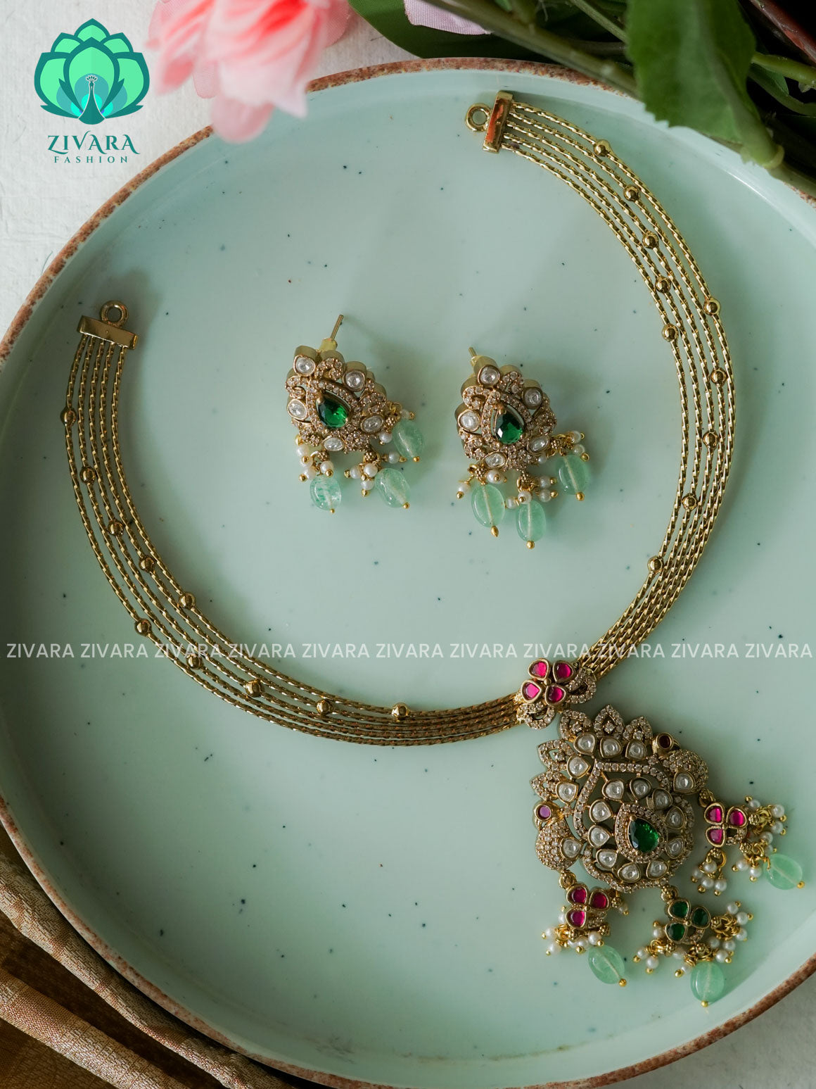 BRIDAL HASLI  -Traditional south indian premium neckwear with earrings- Zivara Fashion- latest jewellery design