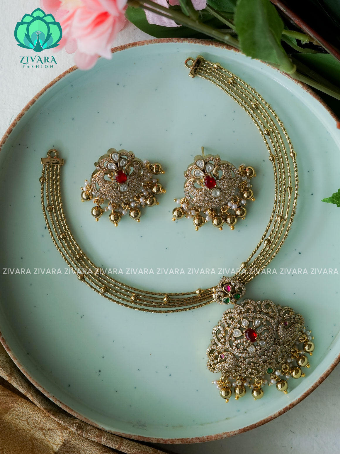 BRIDAL HASLI  -Traditional south indian premium neckwear with earrings- Zivara Fashion- latest jewellery design