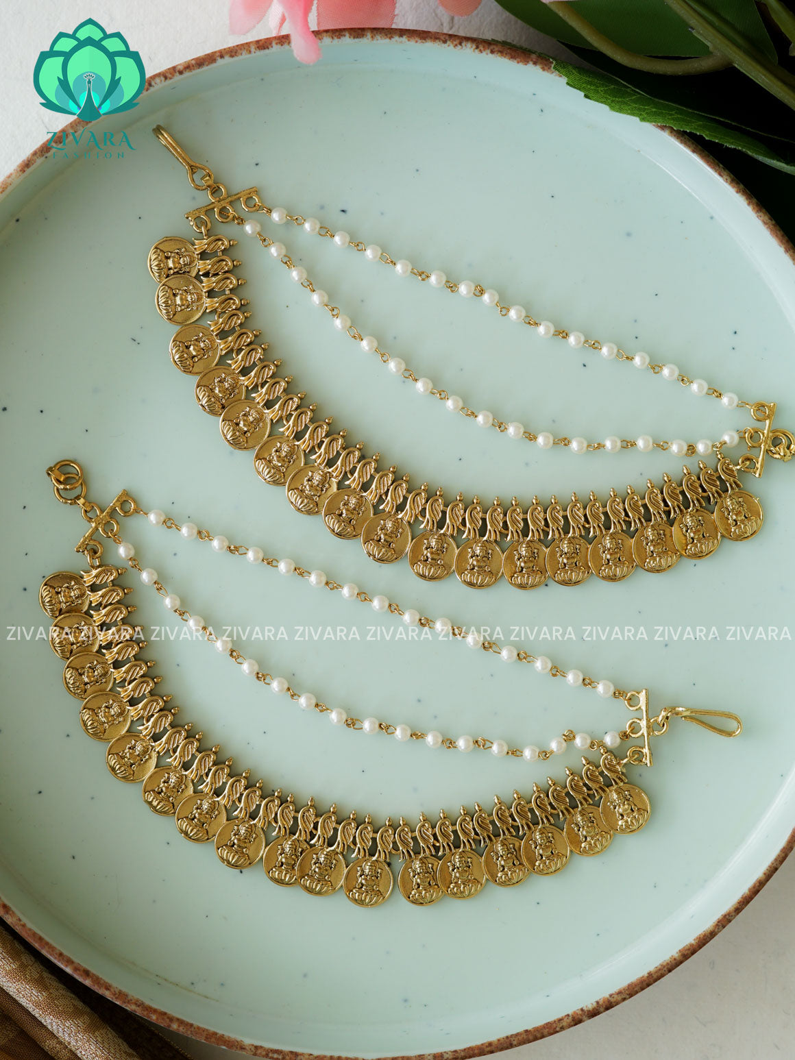 3 layer MATTE FINISH  earchains/maatals- bridal accessory- zivara fashion-latest jewellery collection