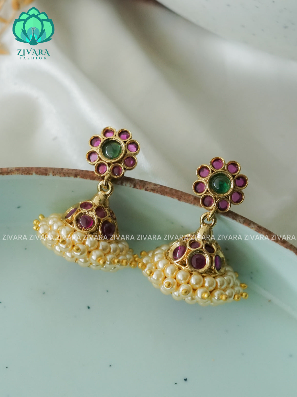 Hotselling small size kids friendly real kemp TRADITIONAL PREMIUM MATTE  polish JHUMKA- latest jewellery collection- zivara fashion