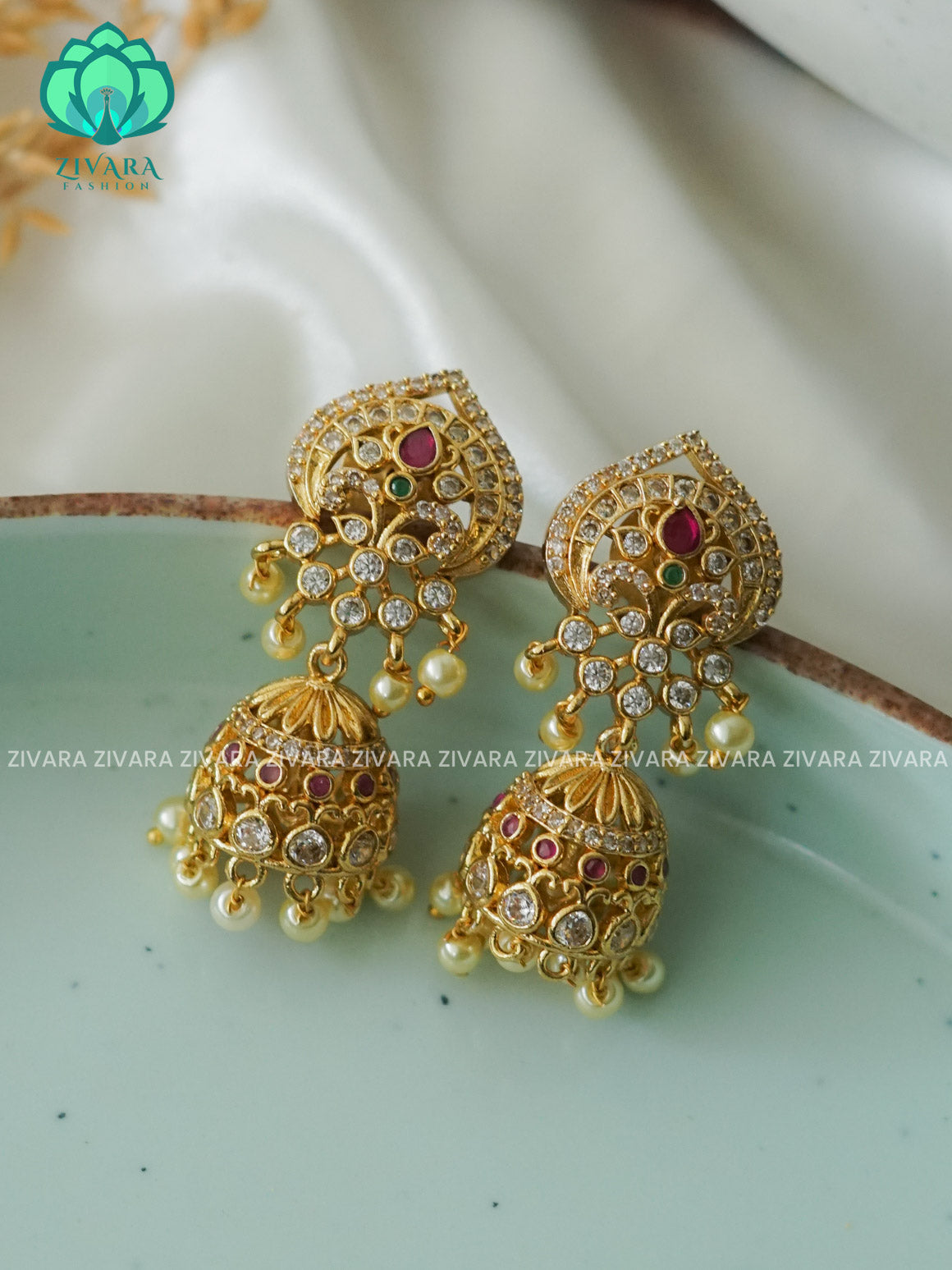 Small size one of a kind - TRADITIONAL PREMIUM MATTE  polish JHUMKA- latest jewellery collection- zivara fashion
