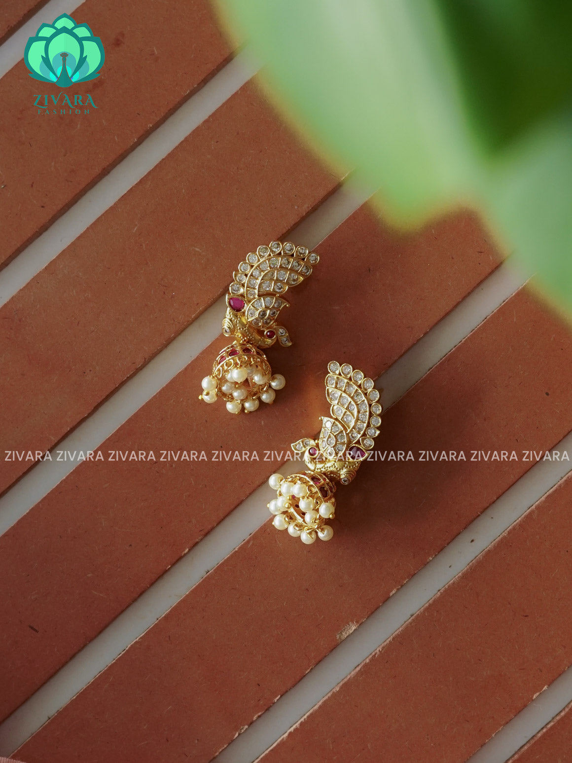 REAL KEMP peacock jhumka- TRADITIONAL PREMIUM MATTE  polish JHUMKA- latest jewellery collection- zivara fashion