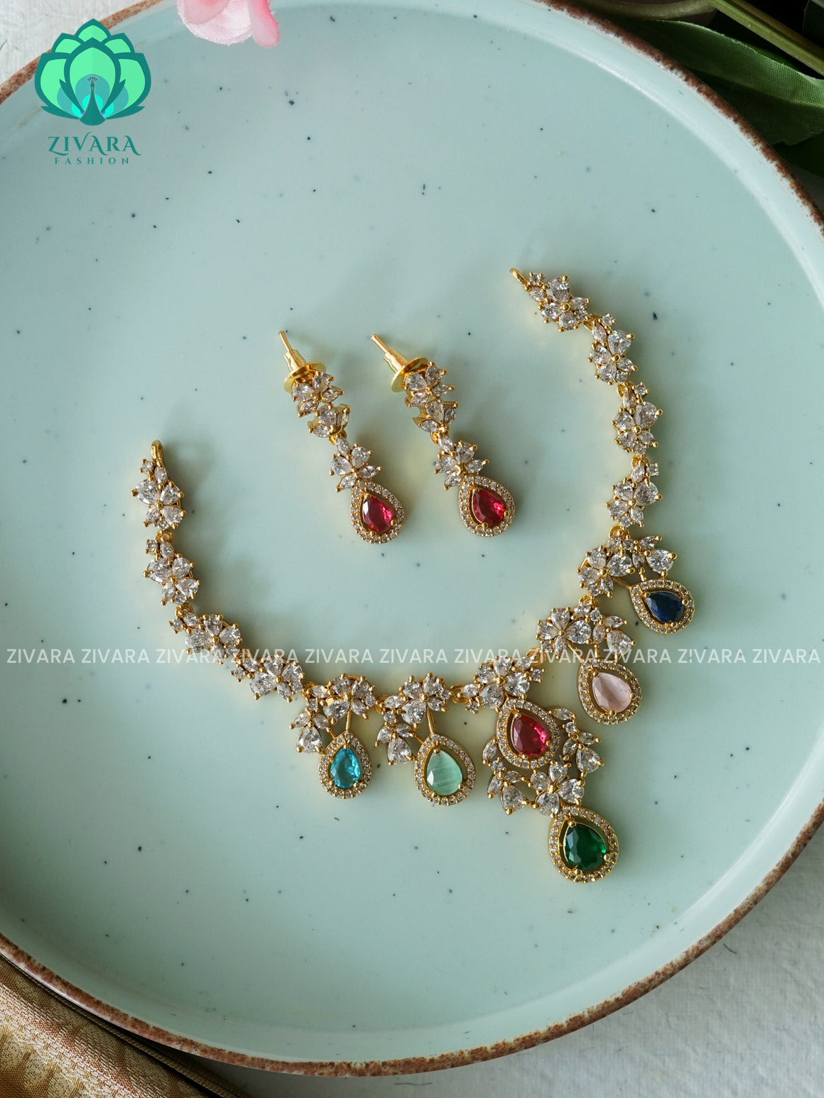 MULTICOLOUR - stylish and minimal elegant neckwear with earrings- Zivara Fashion