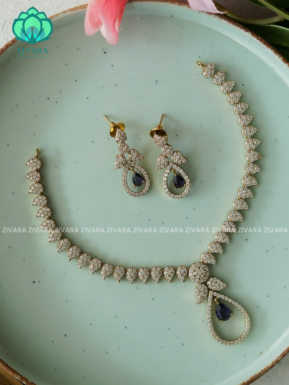 PURPLE  - stylish and minimal elegant neckwear with earrings- Zivara Fashion