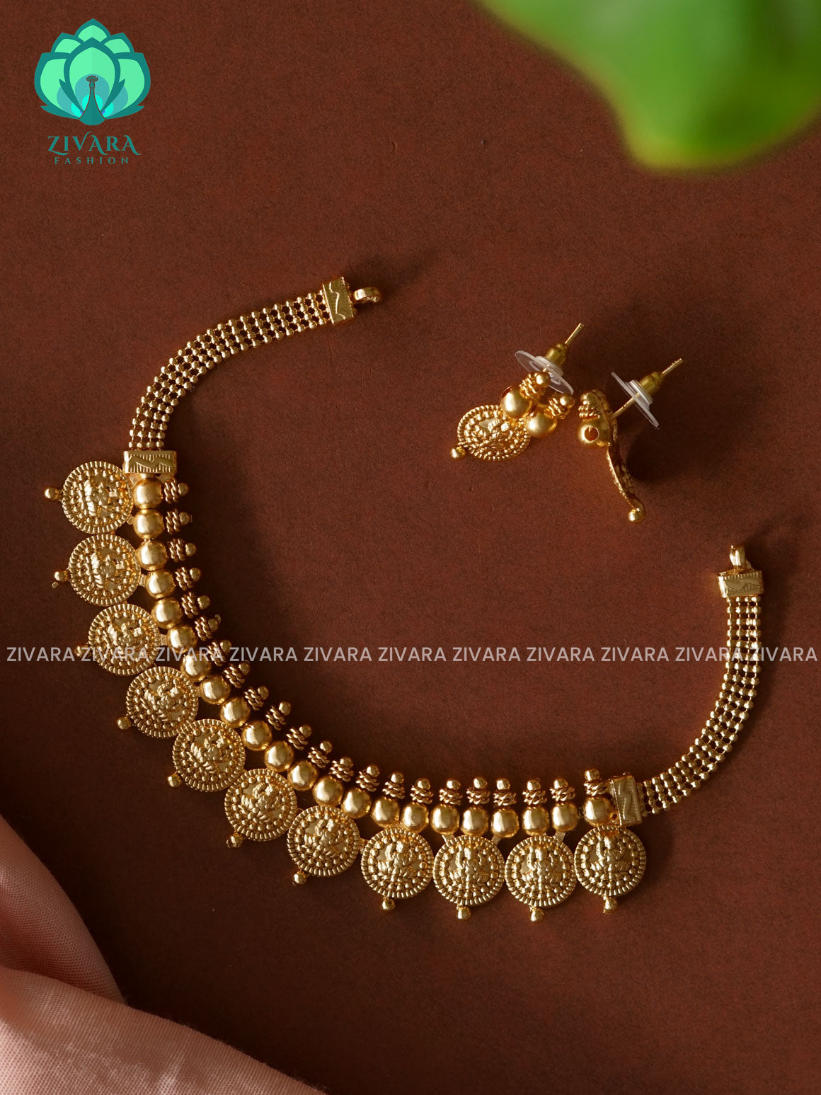 TEMPLE  NORMAL MATTE neckwear with earrings- Zivara Fashion- latest jewellery design