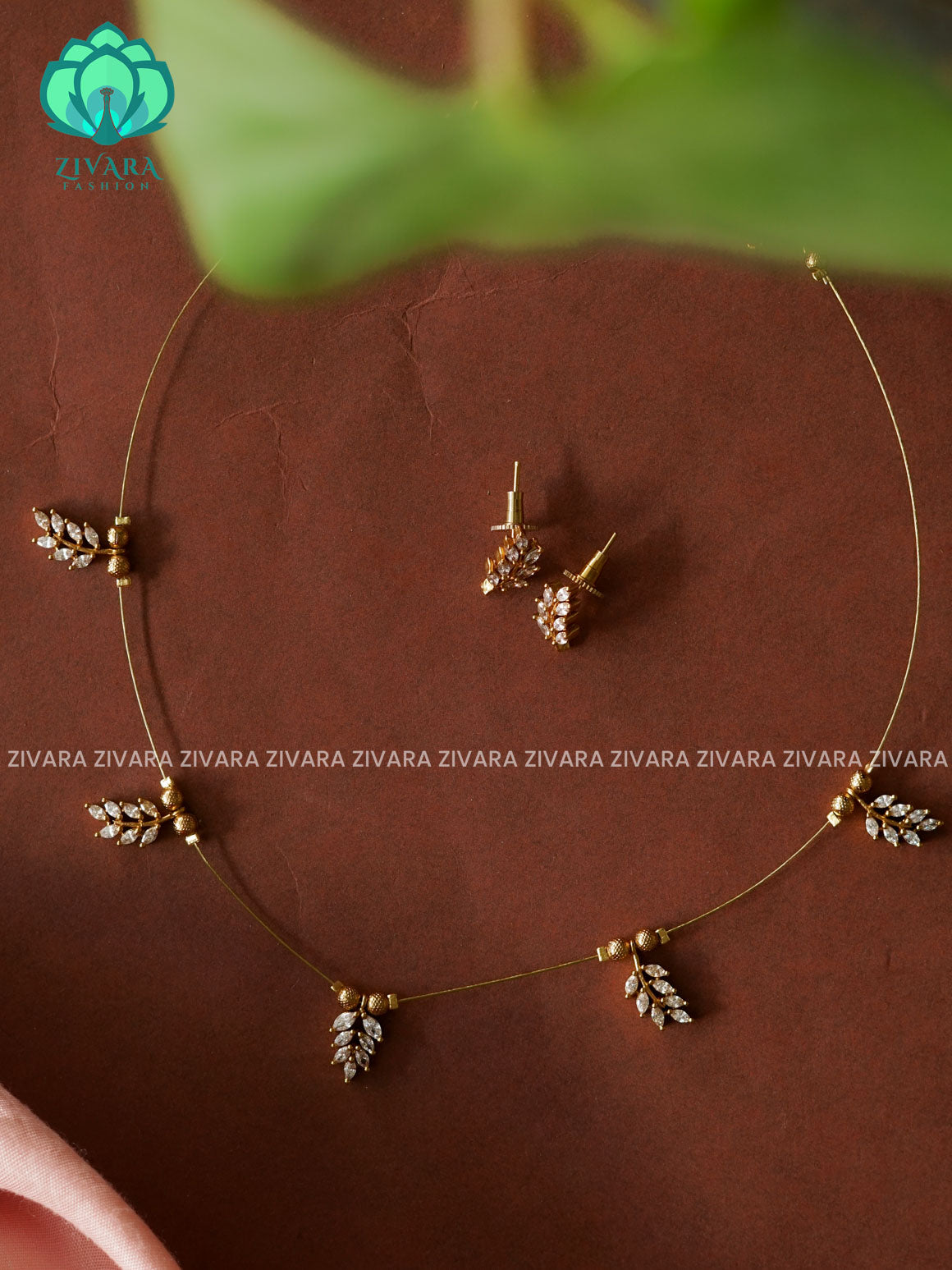 WHITE TRADITIONAL TAMARA WITH STUDS - TAMARA INVISIBLE MINIMAL ELEGANT HANDMADE NECKSET - ZIVARA FASHION