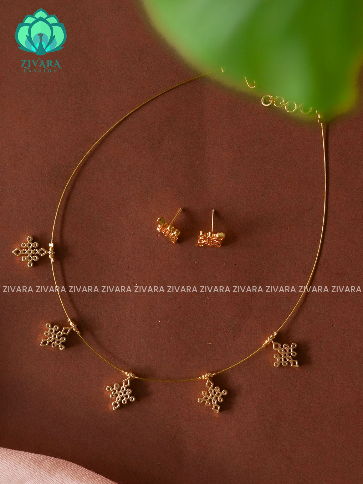 TRADITIONAL KOLAM TAMARA WITH STUDS - TAMARA INVISIBLE MINIMAL ELEGANT HANDMADE NECKSET - ZIVARA FASHION
