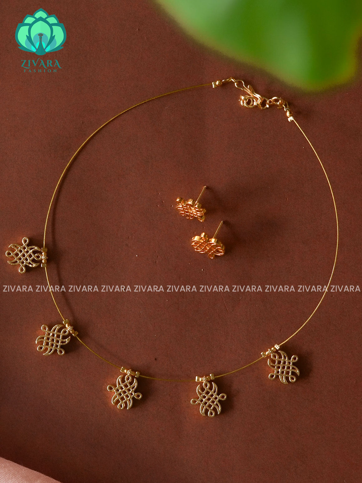 TRADITIONAL KOLAM TAMARA WITH STUDS - TAMARA INVISIBLE MINIMAL ELEGANT HANDMADE NECKSET - ZIVARA FASHION