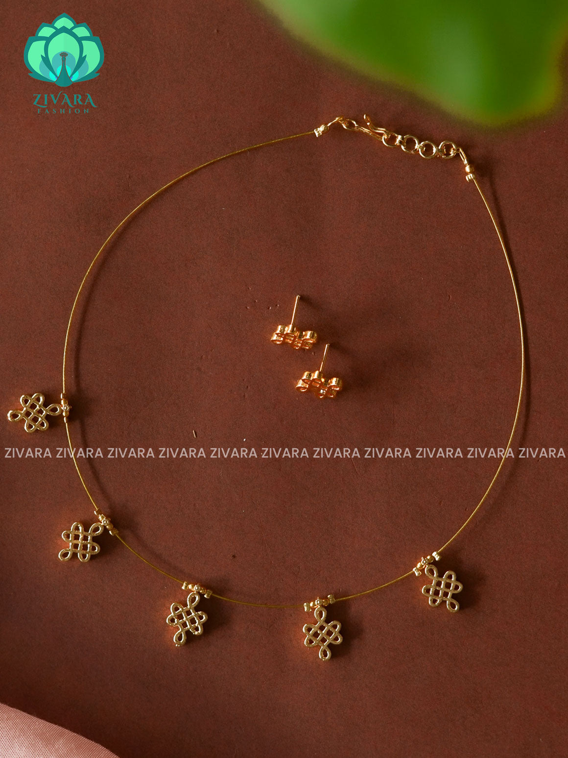 TRADITIONAL KOLAM TAMARA WITH STUDS - TAMARA INVISIBLE MINIMAL ELEGANT HANDMADE NECKSET - ZIVARA FASHION