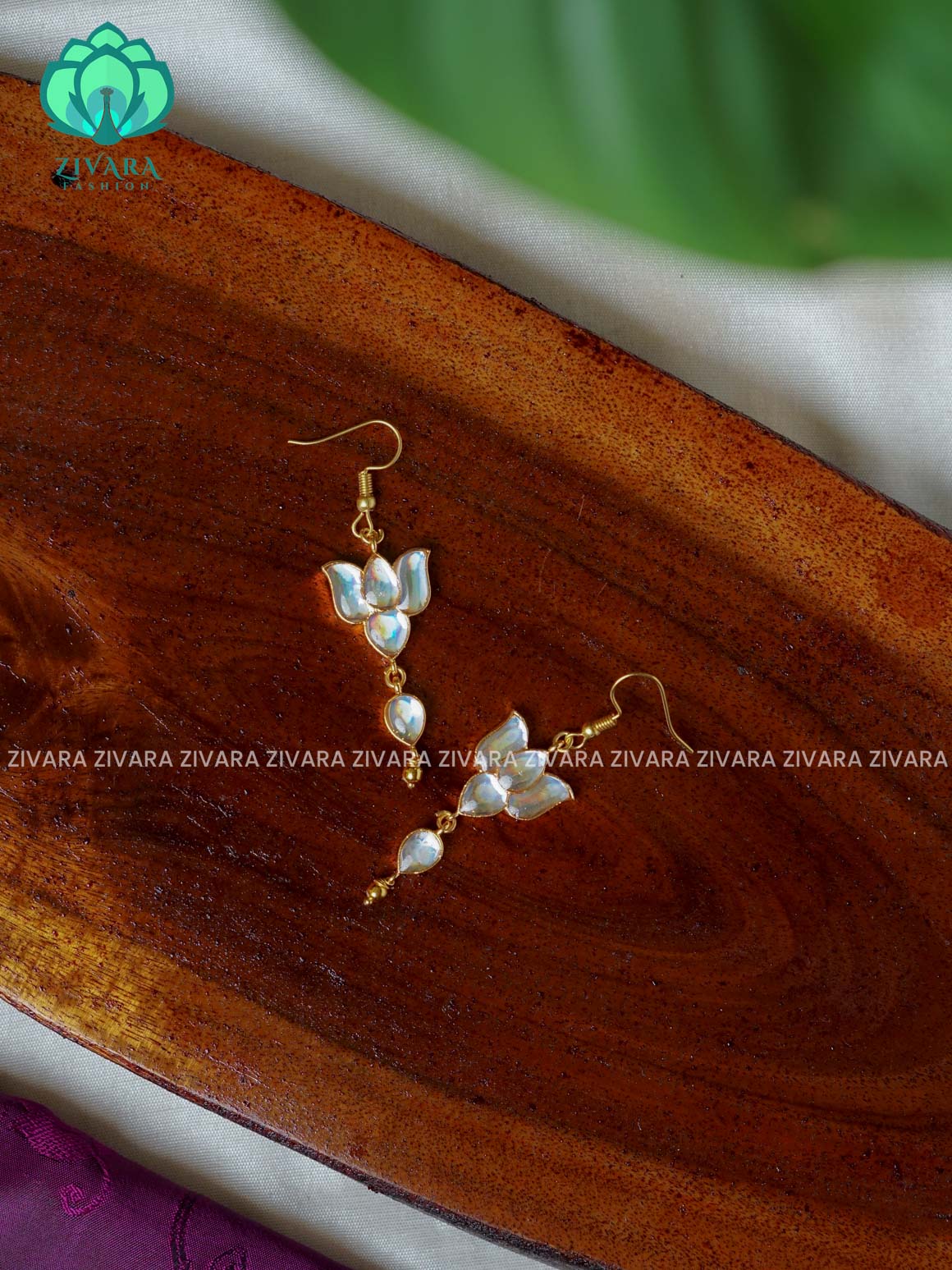 WHITE -Tamara Cute enamel lotus dangler (1.5 inches)- latest jewellery collection- zivara fashion