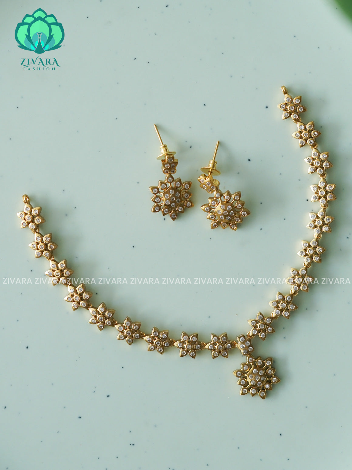 MOTIF FREE matte POLISH ATTIGAI WITH EARRING - Zivara Fashion- latest jewellery design