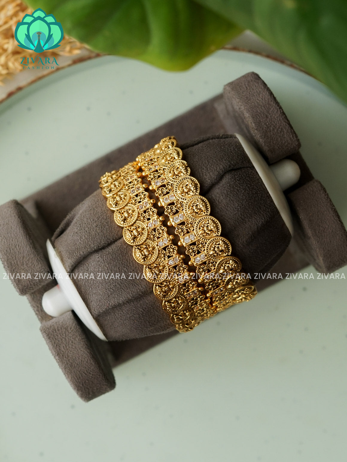 2 piece Temple Coin bangles - Vintage finish - latest bangles design
