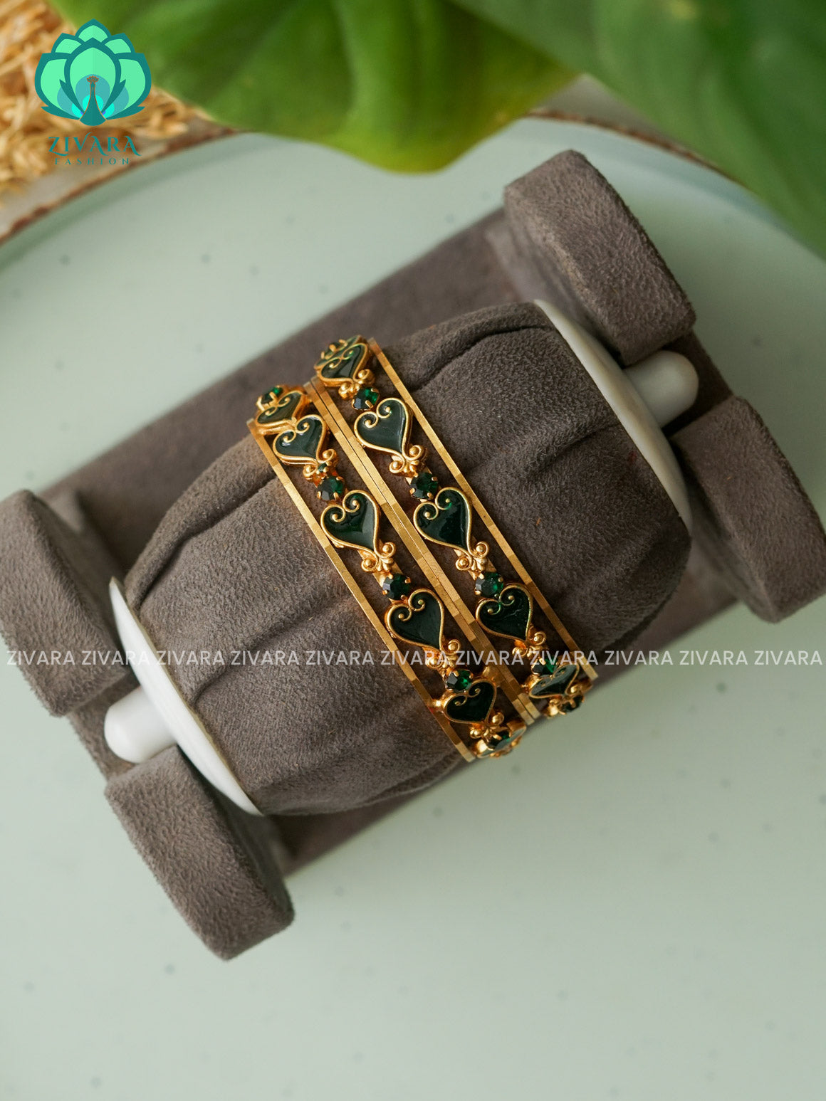 ANANYA GREEN ENAMEL -2 PIECE  -NORMAL MATTE  FINISH bangles- latest jewellery collection- Zivara Fashion