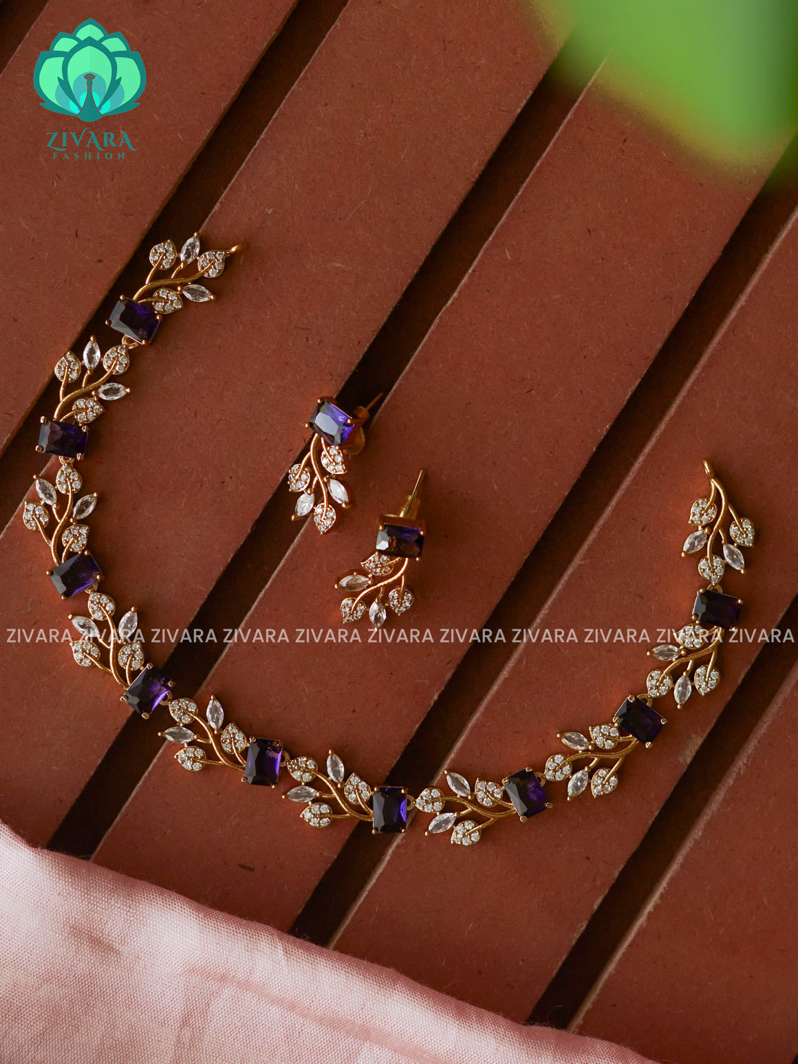 PURPLE KIDS FRIENDLY SMALL SIZE LEAF  - stylish and minimal elegant neckwear with earrings- Zivara FashION