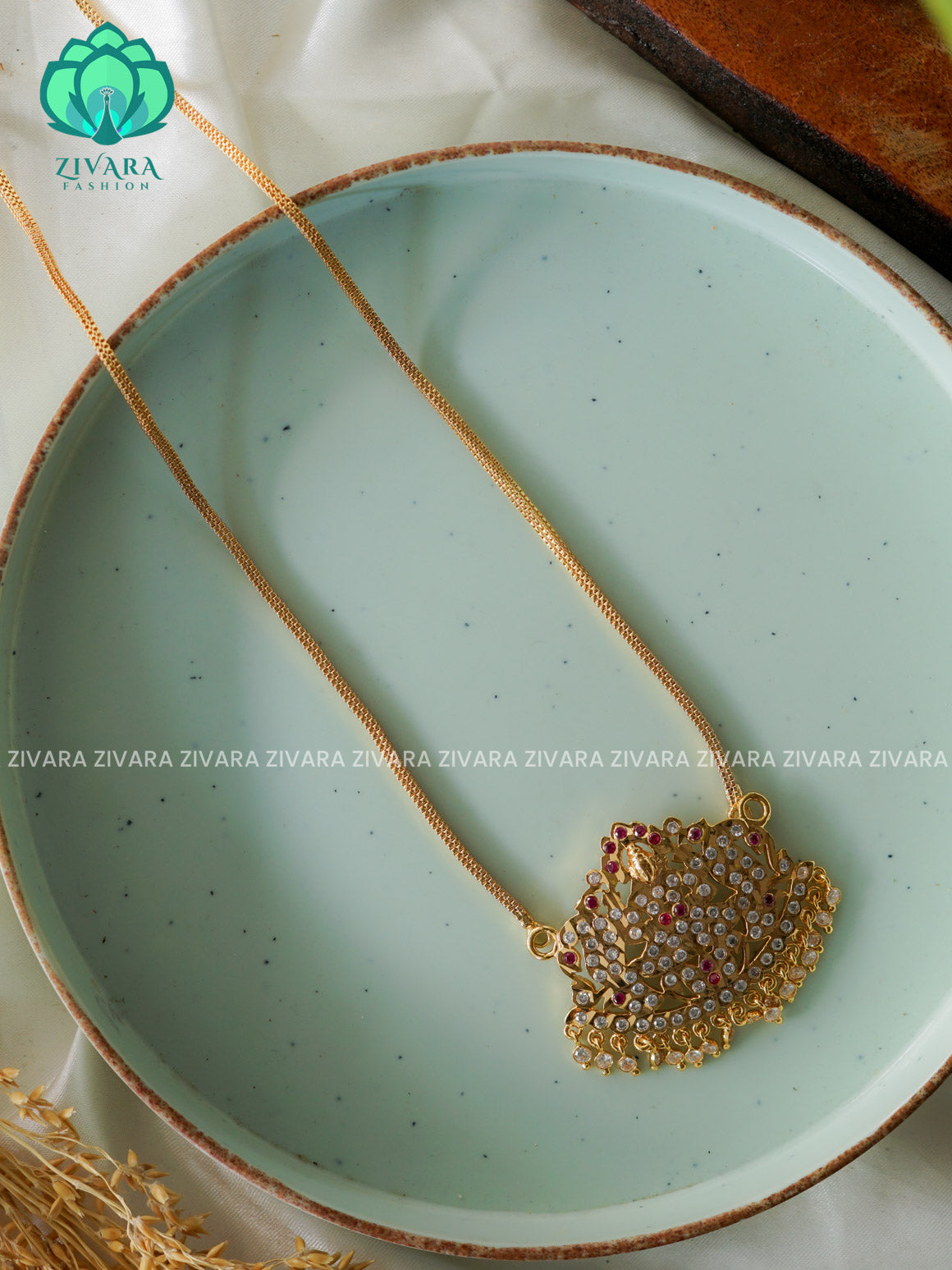 24" MICROGOLD POLISH IMPON DOLLAR  with premium gold polish CHAIN -Traditional south indian premium neckwear without earrings- Zivara Fashion- latest jewellery design